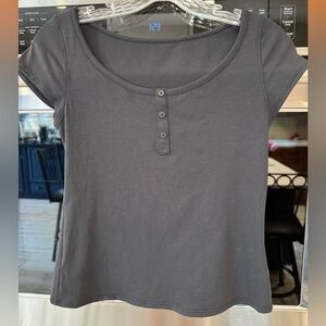 Lululemon Cap-Sleeve Henley T-Shirt in Black BNWOT